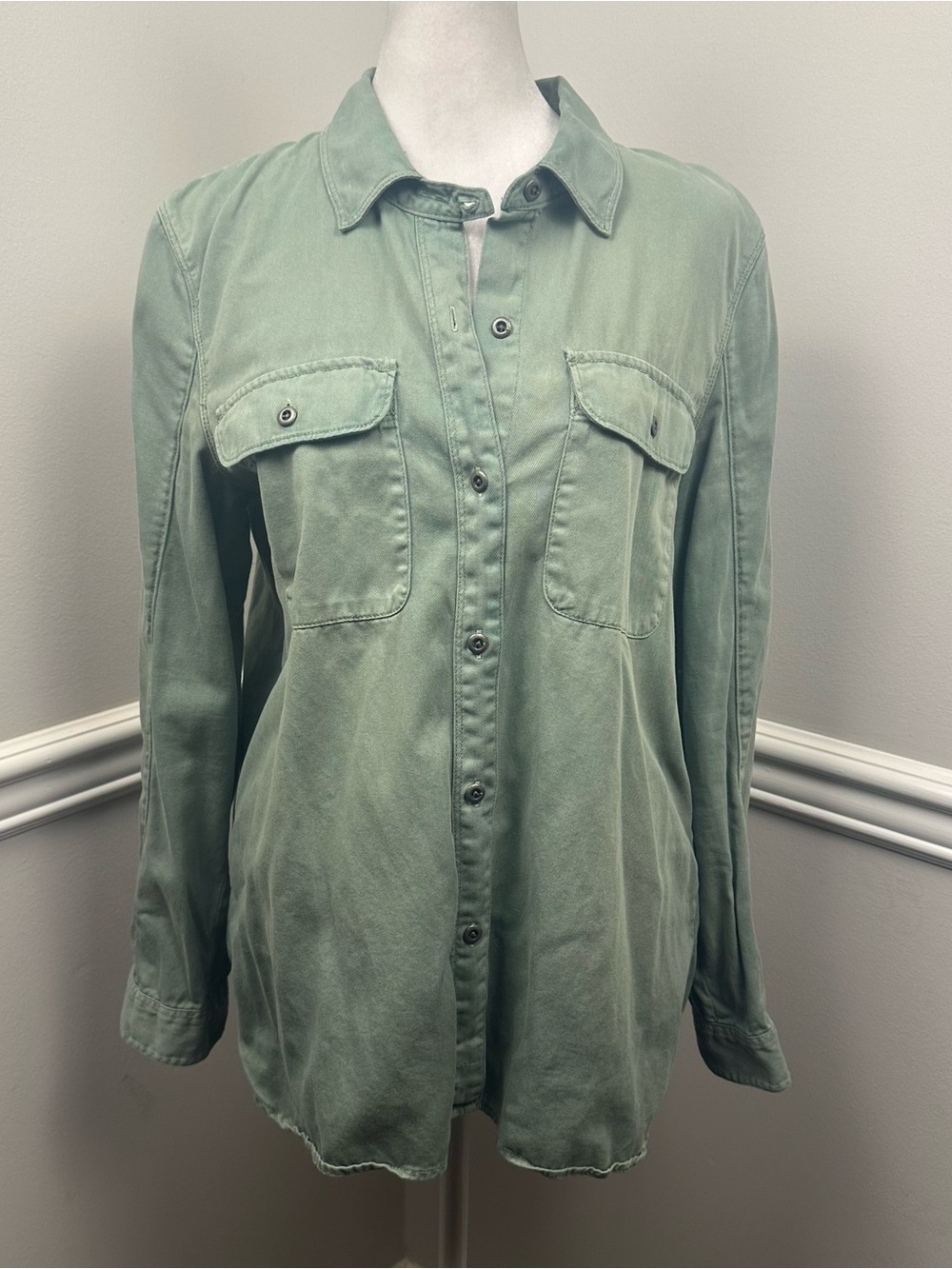 Madewell Green Button-Front Utility Shirt M